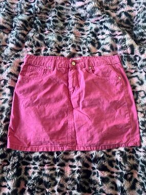 Pink Cotton Mini Skirt